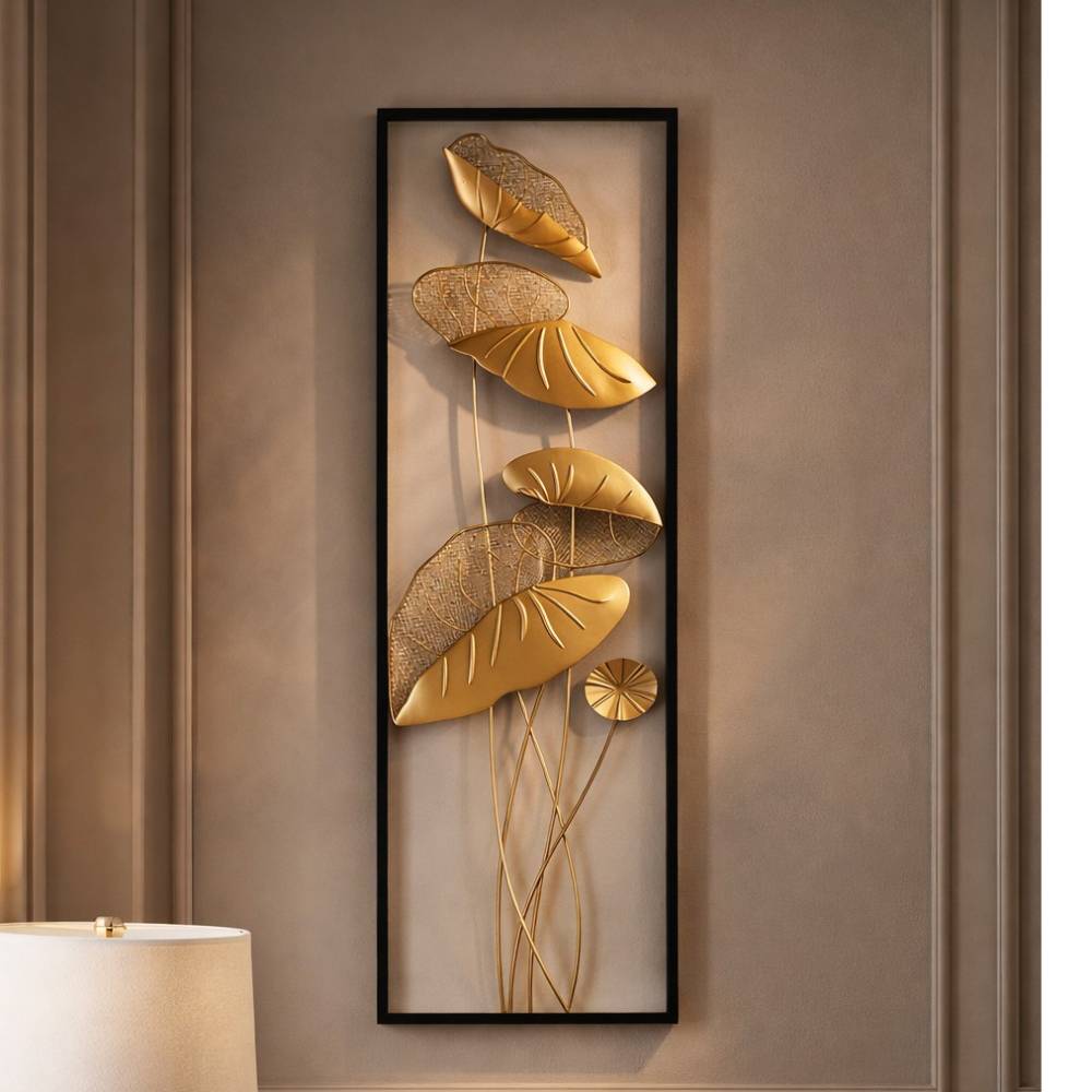 Wanddeko mit floralem Motiv in Gold - Andrew
