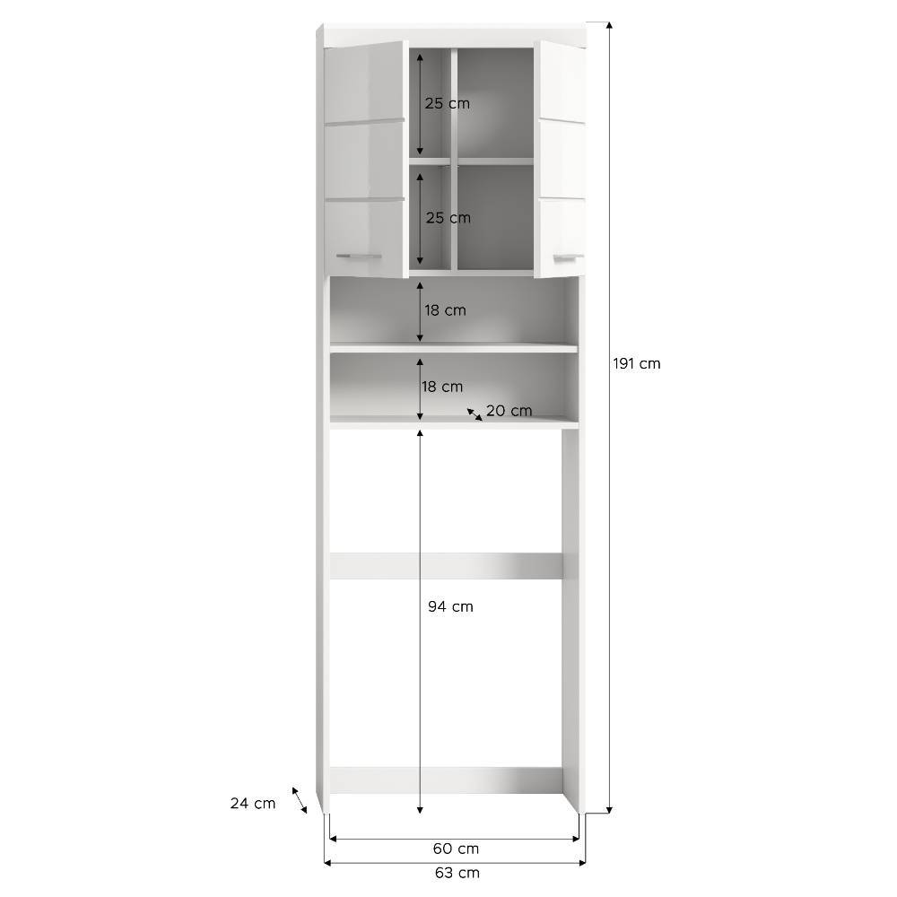 Waschmaschinen Überbau-Schrank in Weiß - Henriette