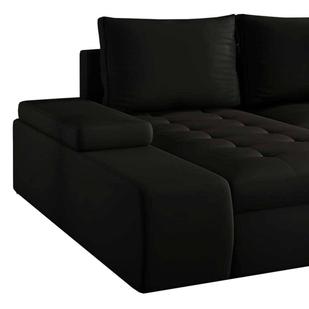 Kunstleder Wohnlandschaft in Schwarz - Rumona