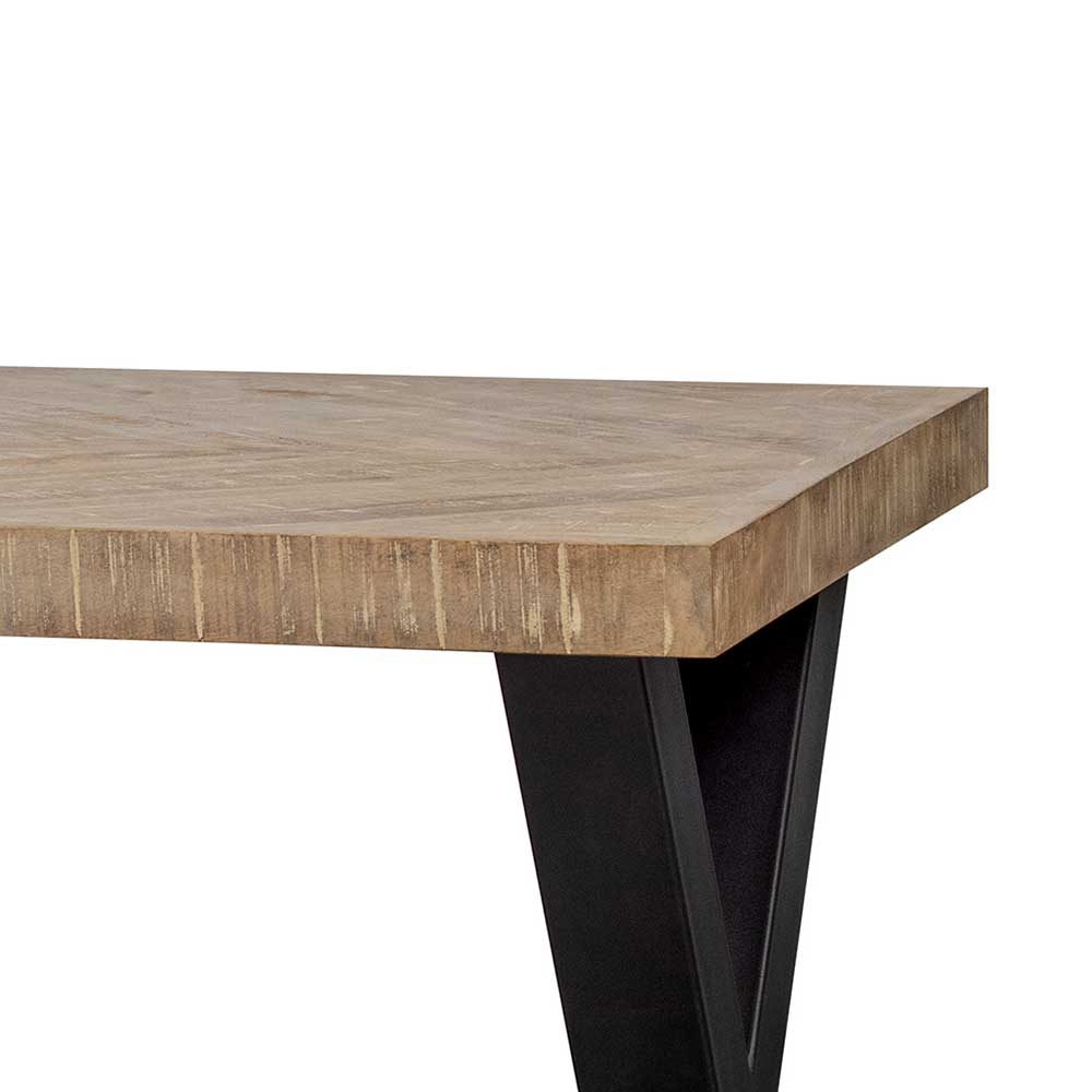 Designtisch aus Holz White Wash - Fischgrät - Anzaroty