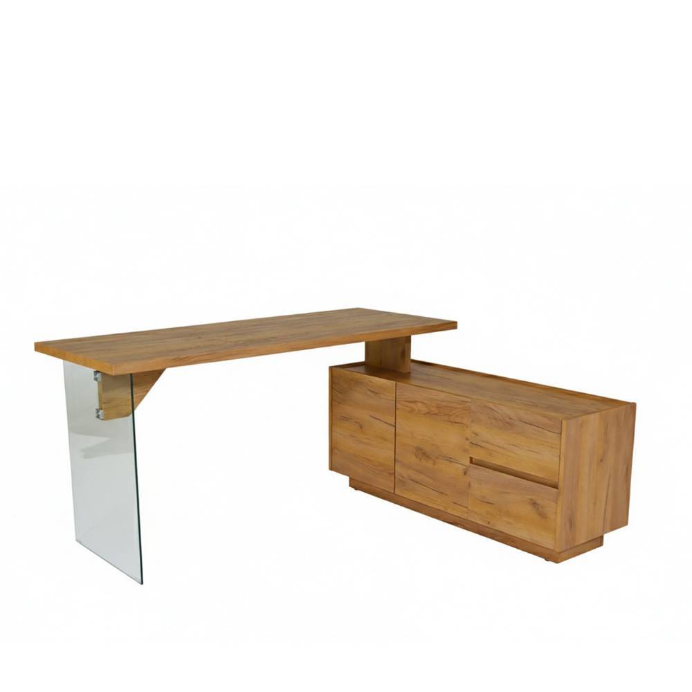 Office-Schreibtisch in Kerneiche und Transparent - Saloz