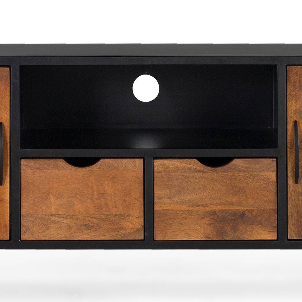 Industrial TV Kommode mit Glastüren - Hayato