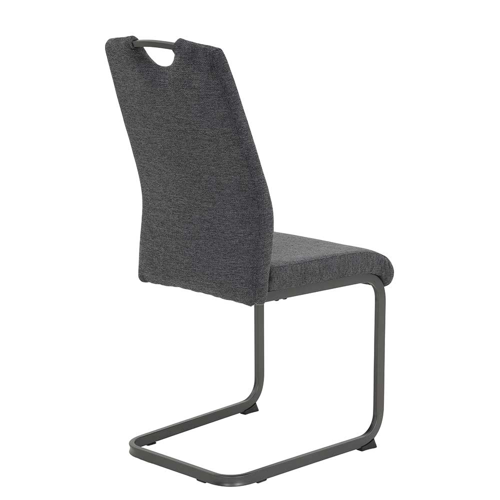Stoff Freischwinger Stühle in Anthrazit mit Metall Dunkelgrau - Paminia (Set )
