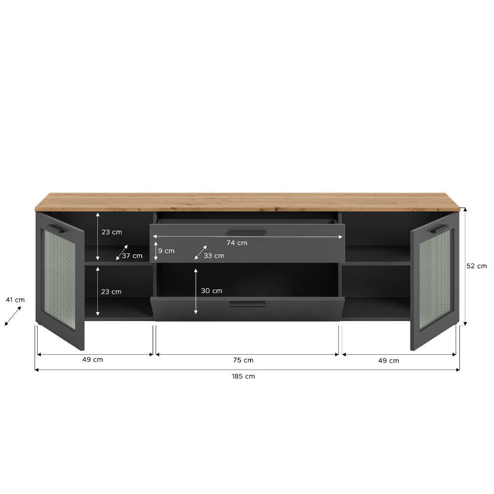 TV Lowboard mit Glastüren - Lyona