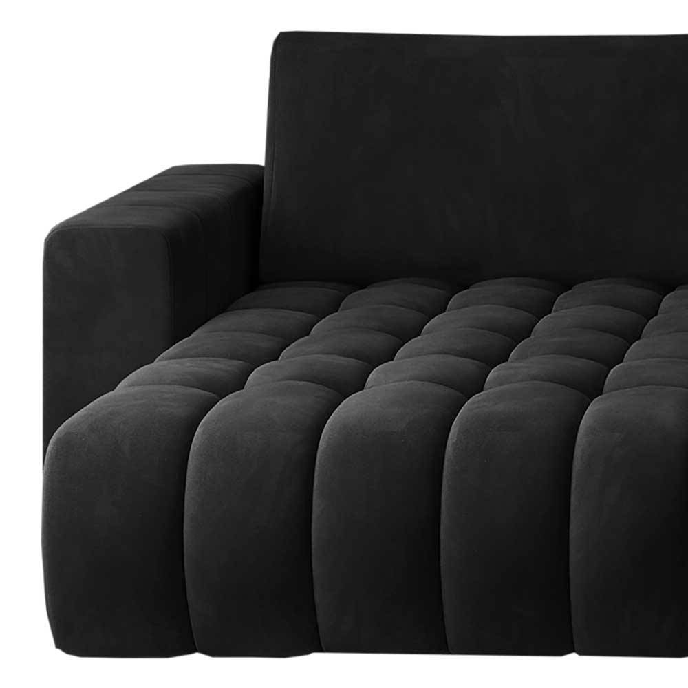 U-Design Funktionscouch in Schwarz Samtbezug - Abelless