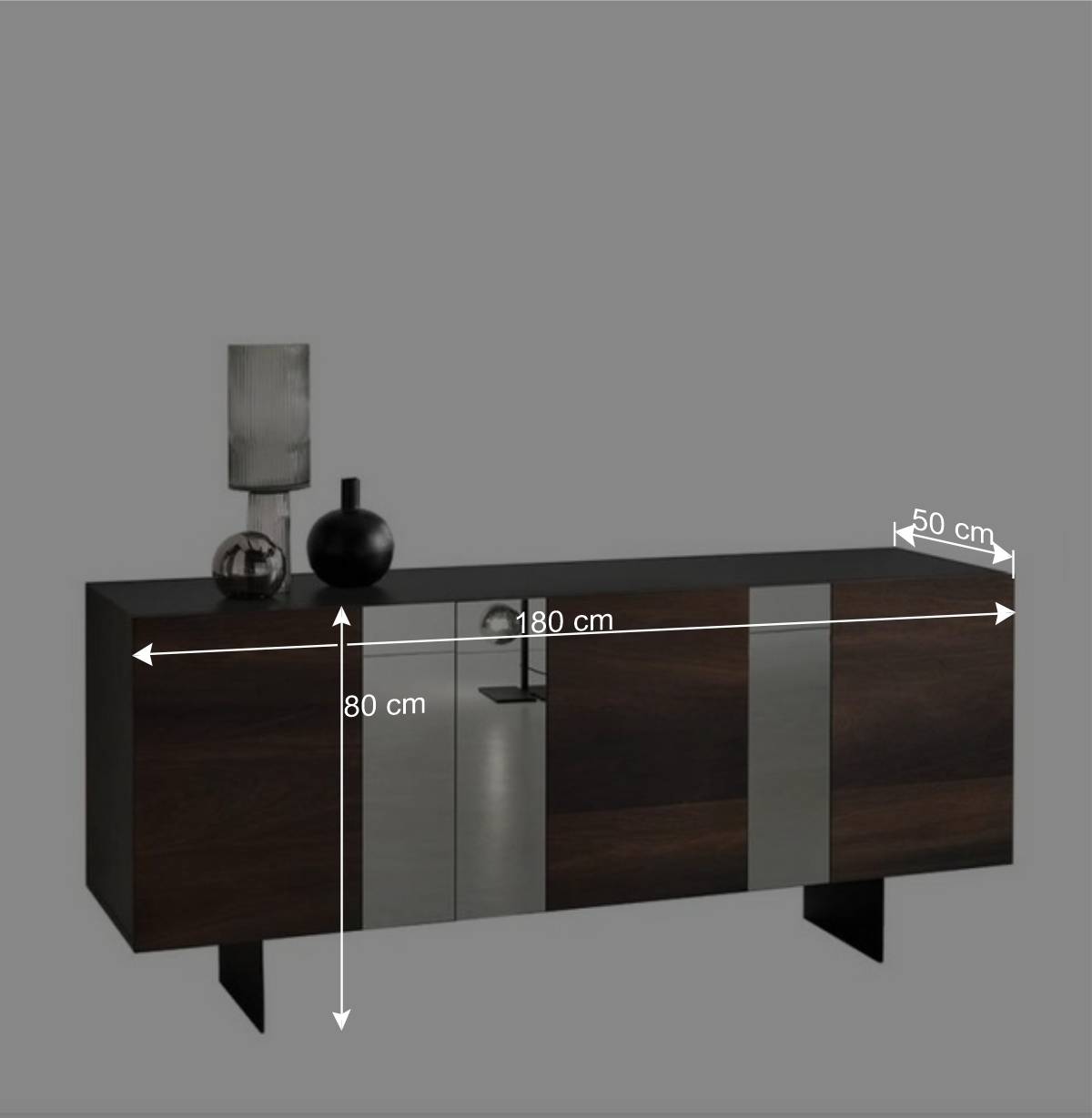 Designer Sideboard mit rauchgrauen Spiegeleinsätzen - Jonni