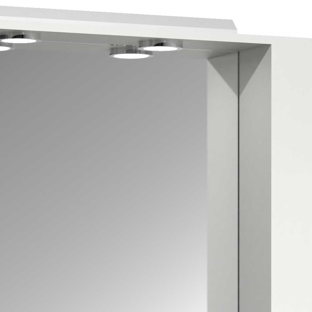 Weißer Badspiegel mit Licht & Seitenschränken - Departo