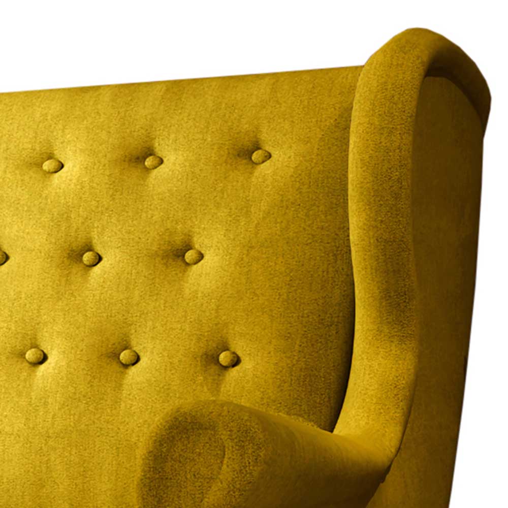 Zweisitzer Ohrensofa in Currygelb Stoff - Baccono