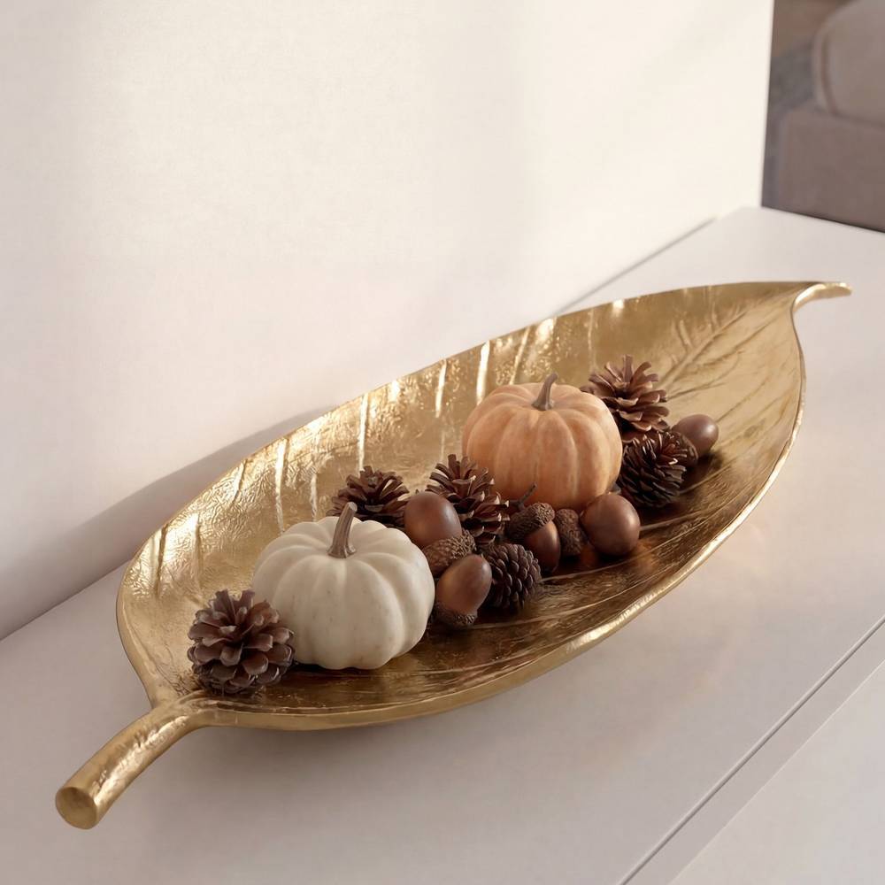 Blattdesign-Schale in Goldfarben - Badryca