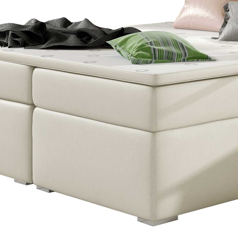 Kunstleder-Boxbett in Cremeweiß - Jegga
