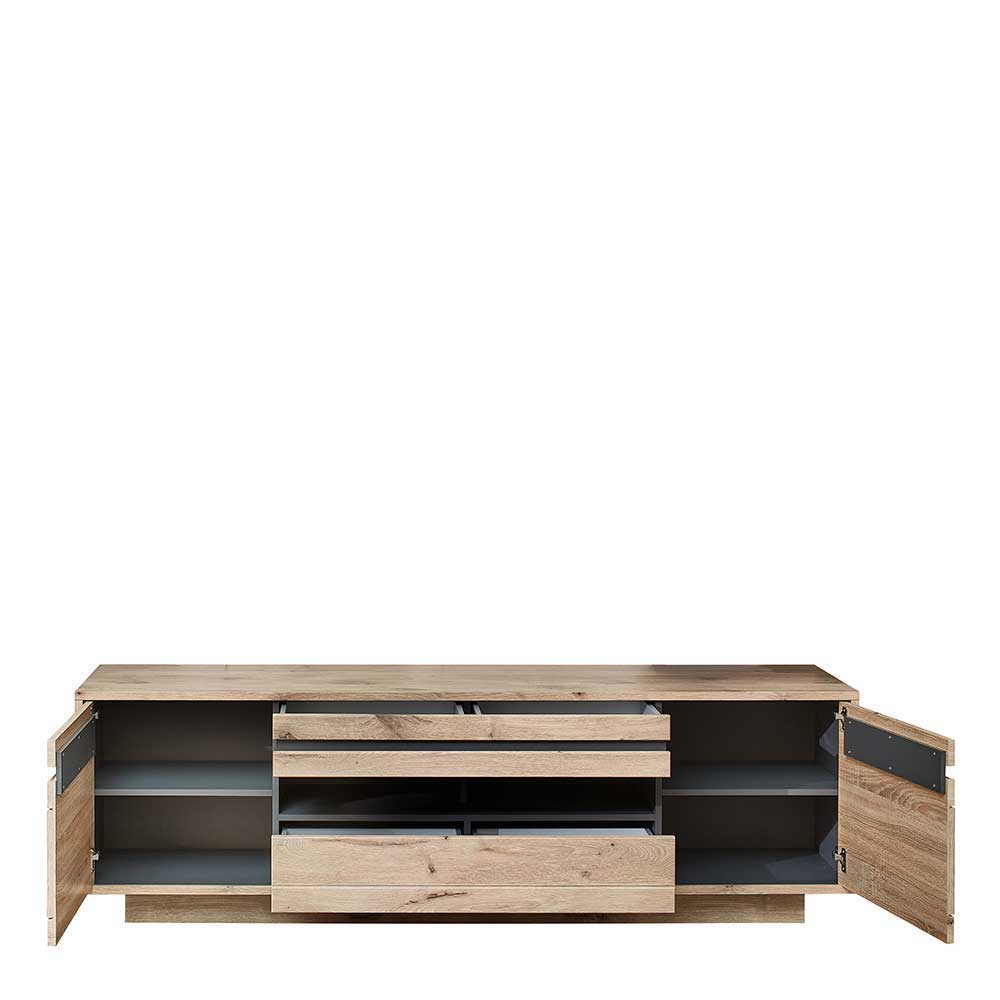 Wohnzimmer Anbauwand Holz Look - Zelio (dreiteilig)
