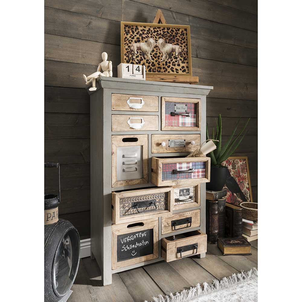 Design Highboard aus Recyclingholz mehrfarbig - Andrass
