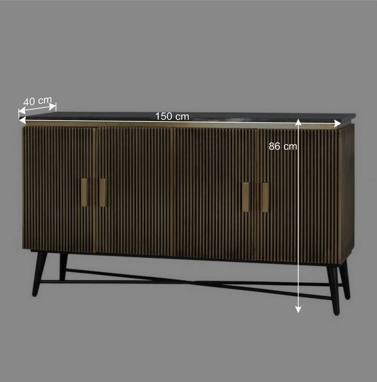4-türiges Sideboard mit Marmor Platte - Hayato
