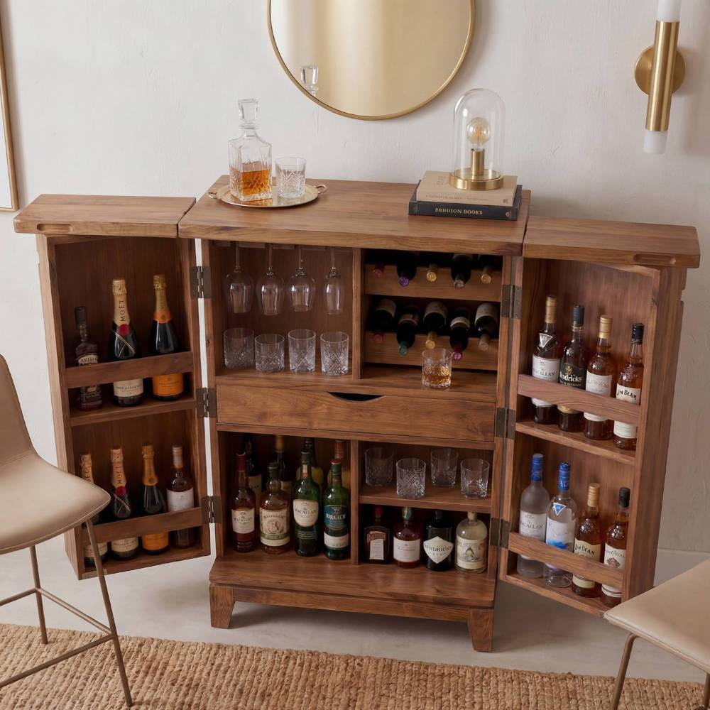 Massivholz-Barschrank aus Sheesham - Zyrjeta