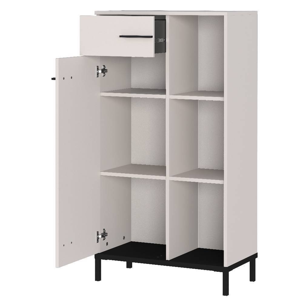 Office Highboard in Hellgrau mit Schwarz - Gidius