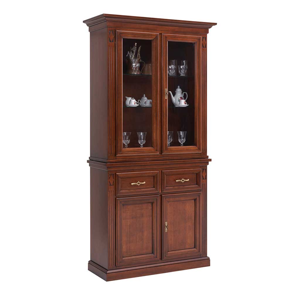 Vitrinenschrank in Walnussfarben - Sienna
