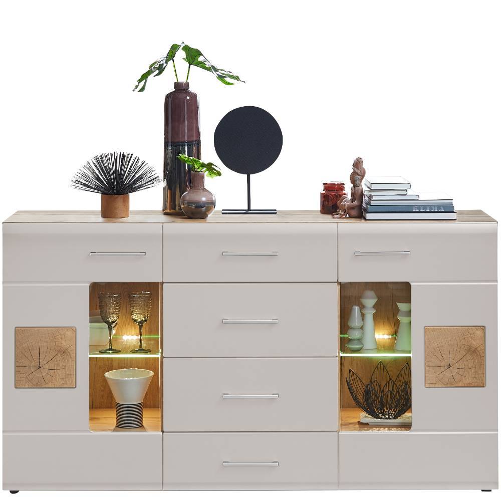 Sideboard Vitrine in Mattgrau - Gemta