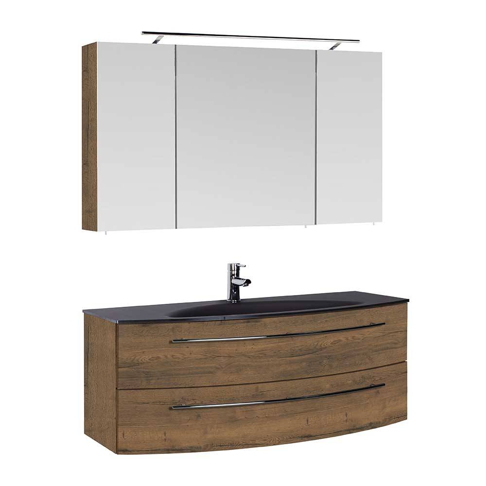 Moderne Waschtischkonsole & Spiegelschrank - Makassa (zweiteilig)