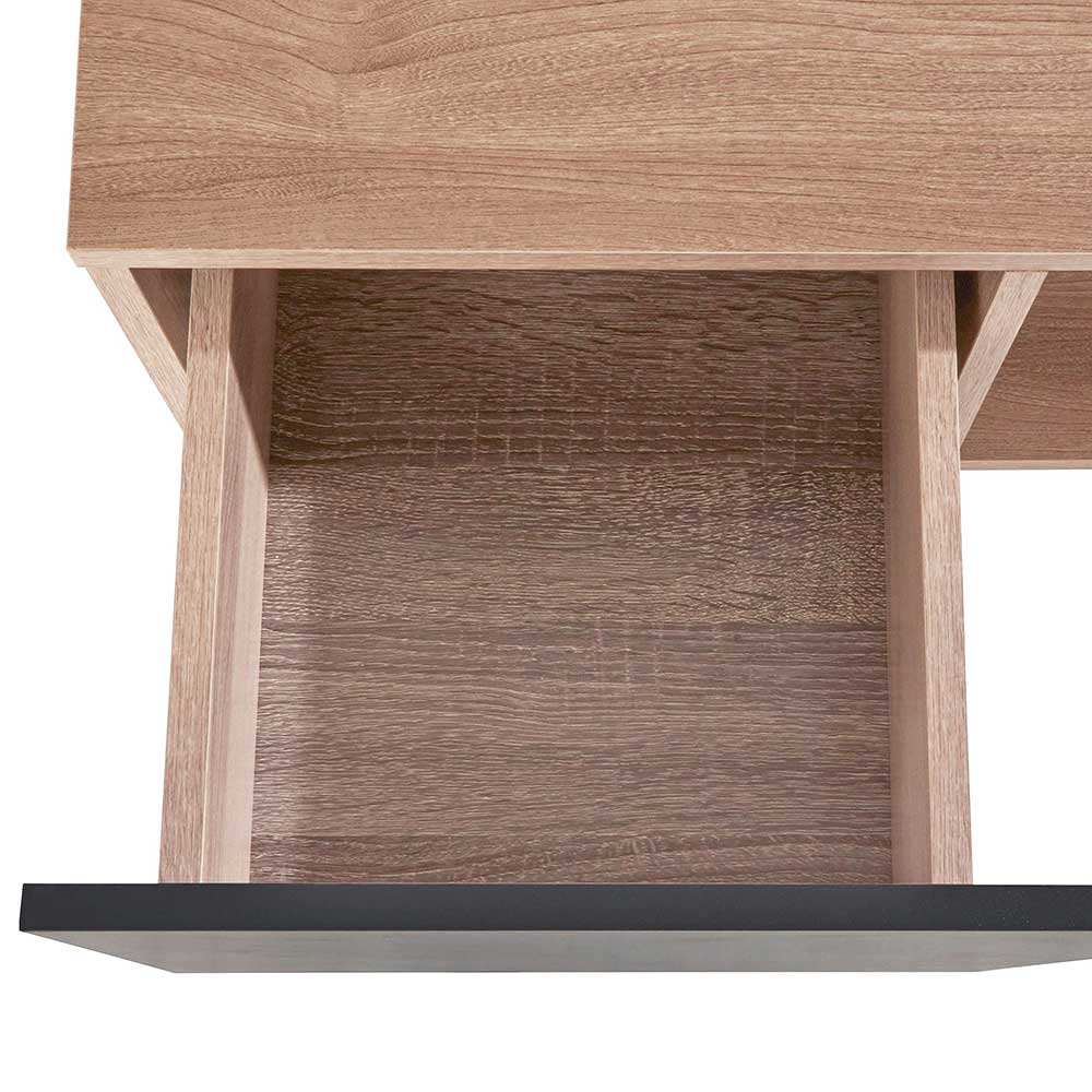 TV Lowboard in Anthrazit und Holzoptik Braun - Hietro