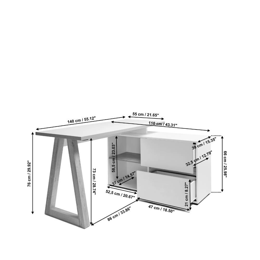 Industrial Chic Schreibtisch mit Anbauregal - Melica