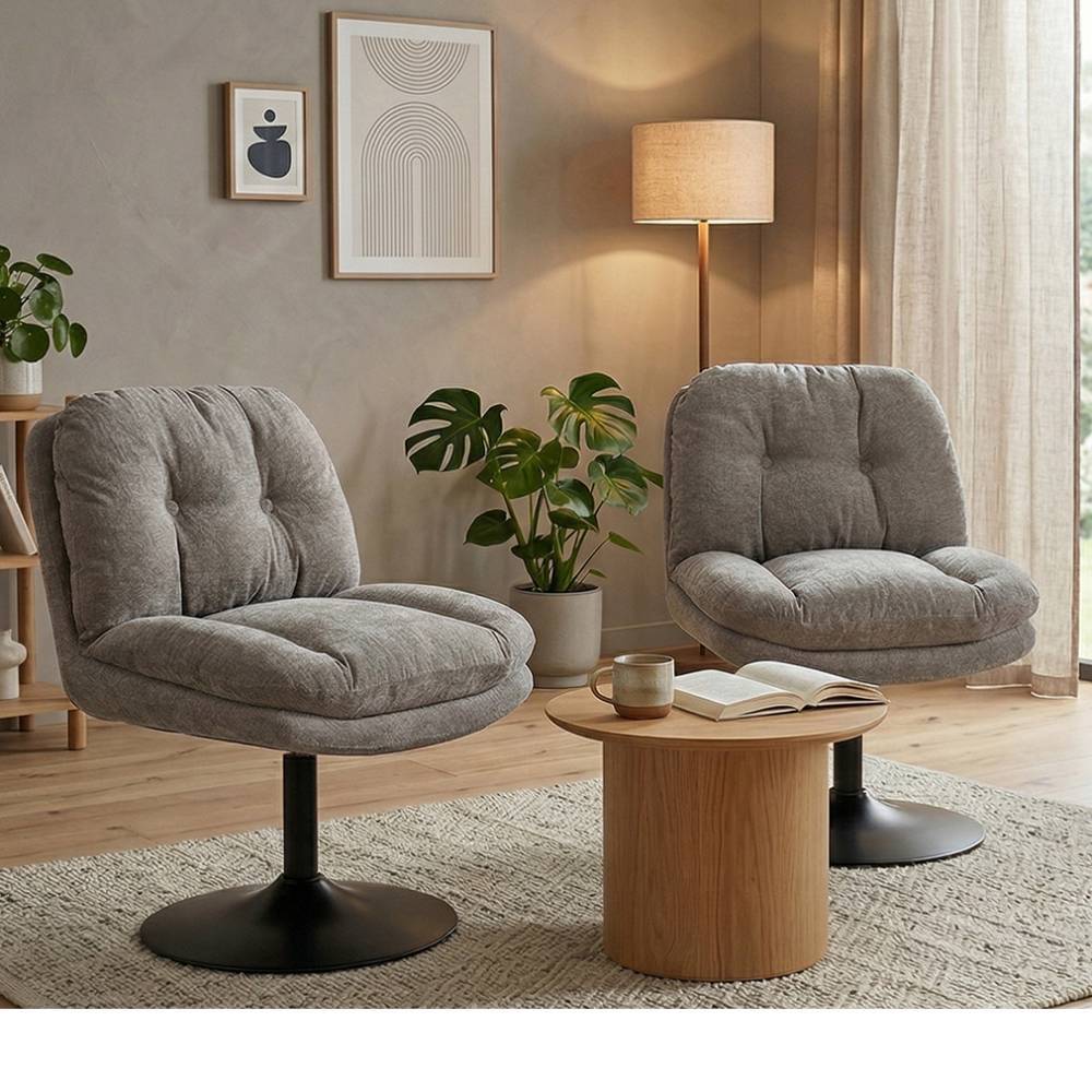 Drehbare Polsterstühle in Grau Boucle - Mailona (2er Set)