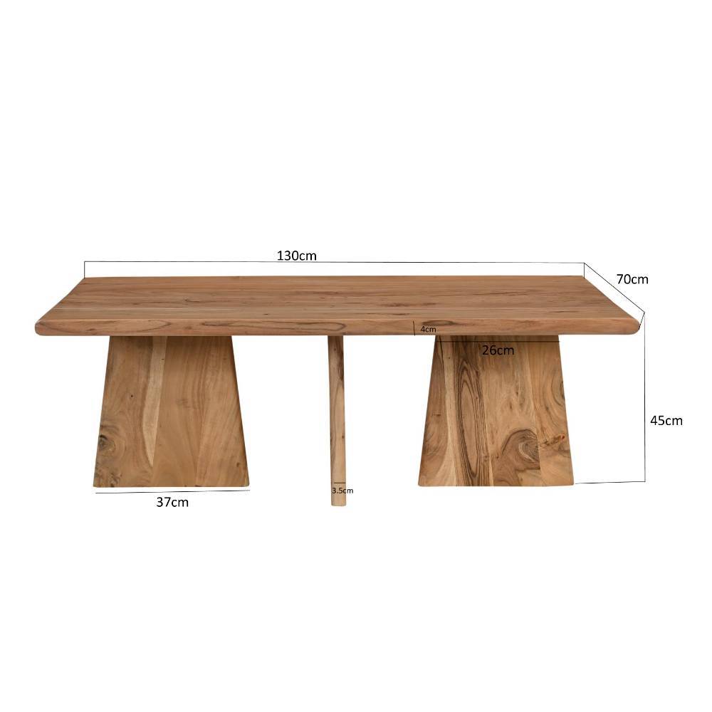 Wohnzimmertisch aus Holz mit detaillierten Maßen und Abmessungen 130x70x45 cm – Bagavano
