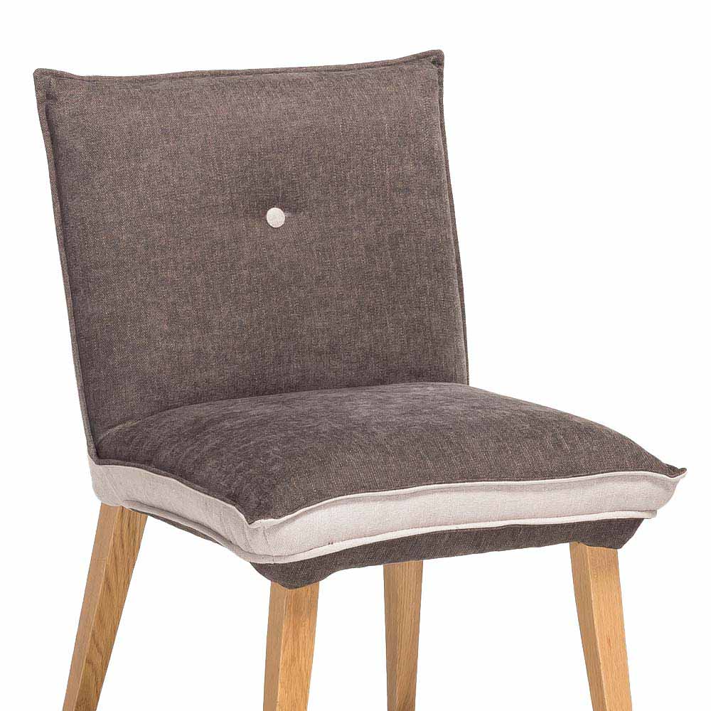 Gepolsterter Stuhl mit zweifarbigem Stoffbezug Bruna in Grau & Beige