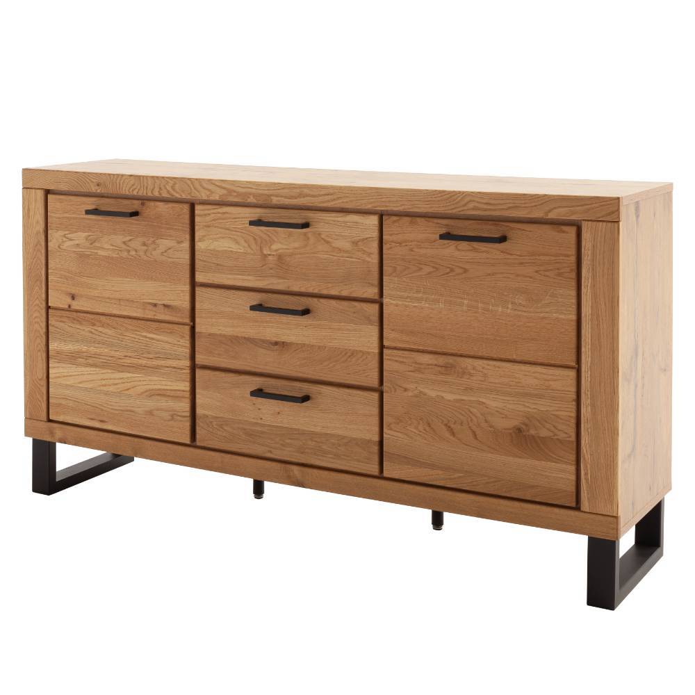 Industrial Sideboard aus Wildeiche teilmassiv mit vier T ren und drei Schubladen f r Wohnzimmer – Scarlett