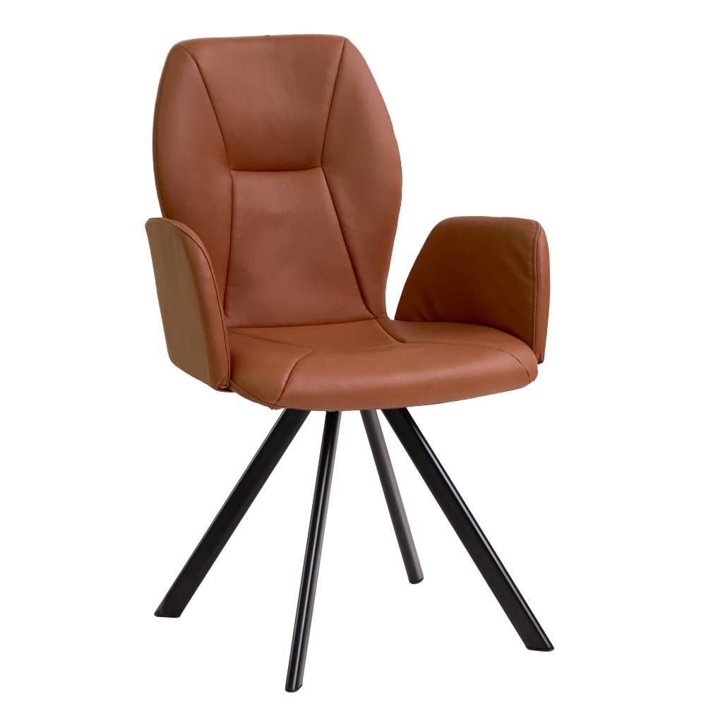 Design-Esstischsessel in Cognac Braun - Oseidon