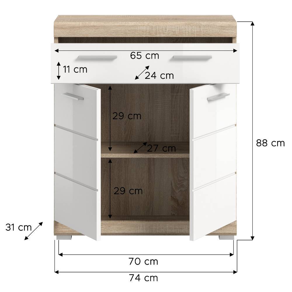 Badezimmer-Vertiko in Weiß - Calbanyara
