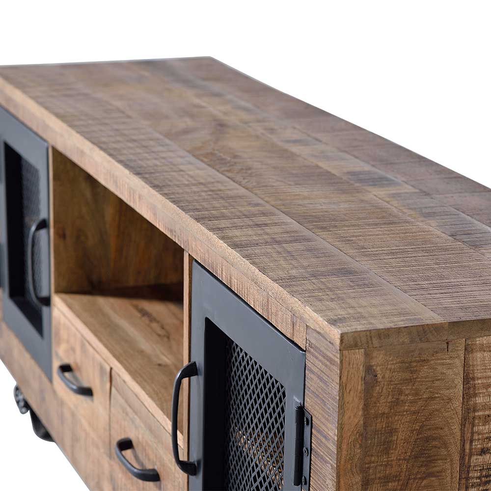 Industrial TV Lowboard mit Gitter-Türen - Thiano