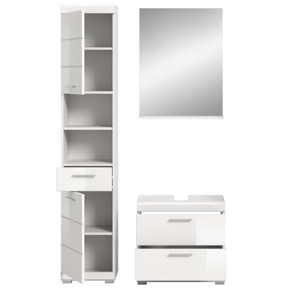 Weißes Badmöbelset modern - Henriette (dreiteilig)