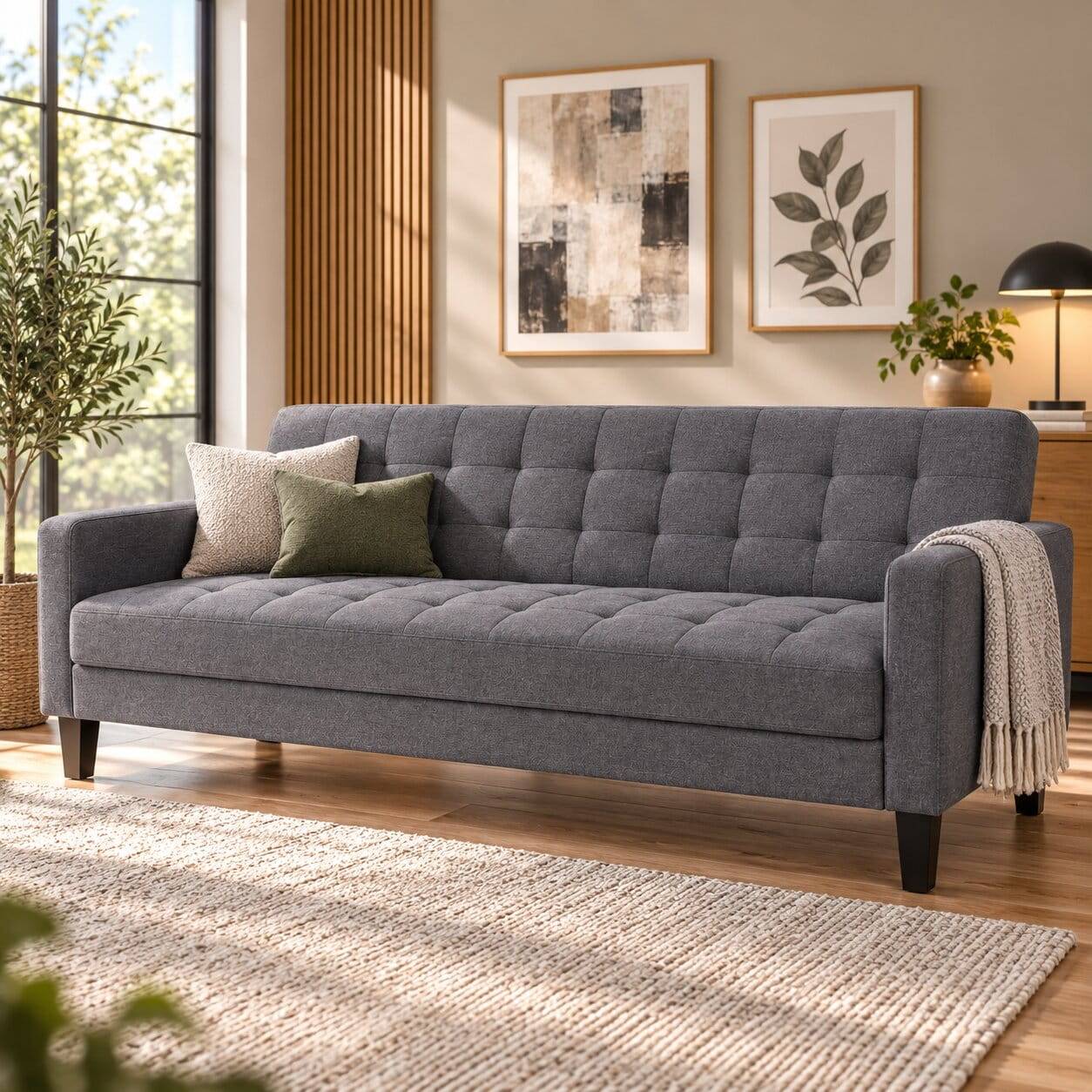 204x81x85 3-Sitzer Schlafsofa in Grau - Industry