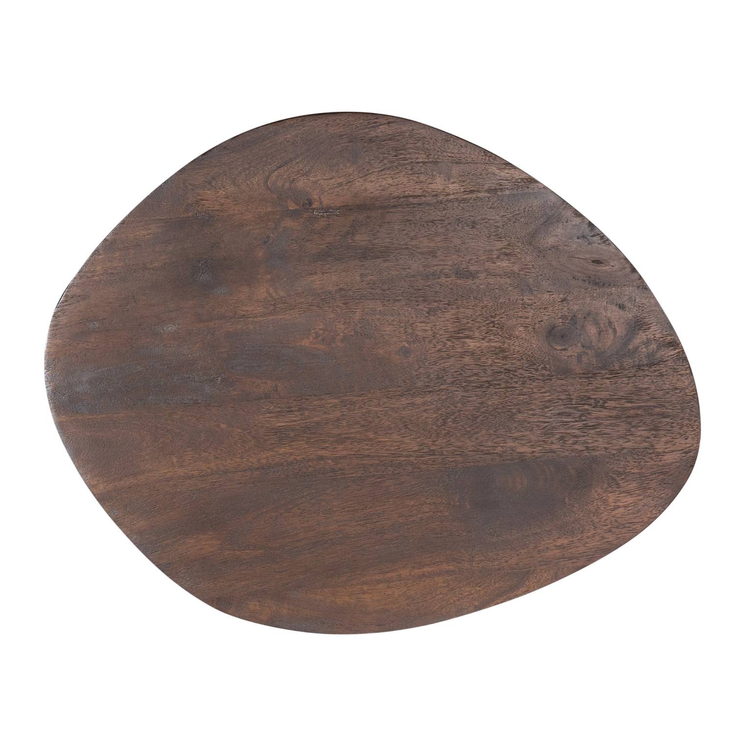 Großer brauner Couchtisch mit unregelmäßiger Tischplatte aus massivem Mangoholz – Tamdato