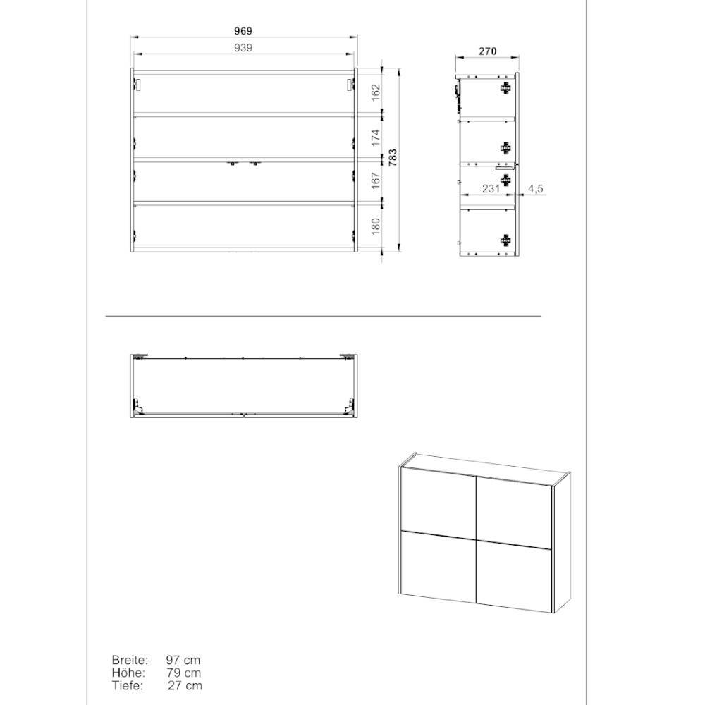 Hängender Flurschrank in Hellgrau - Osasco