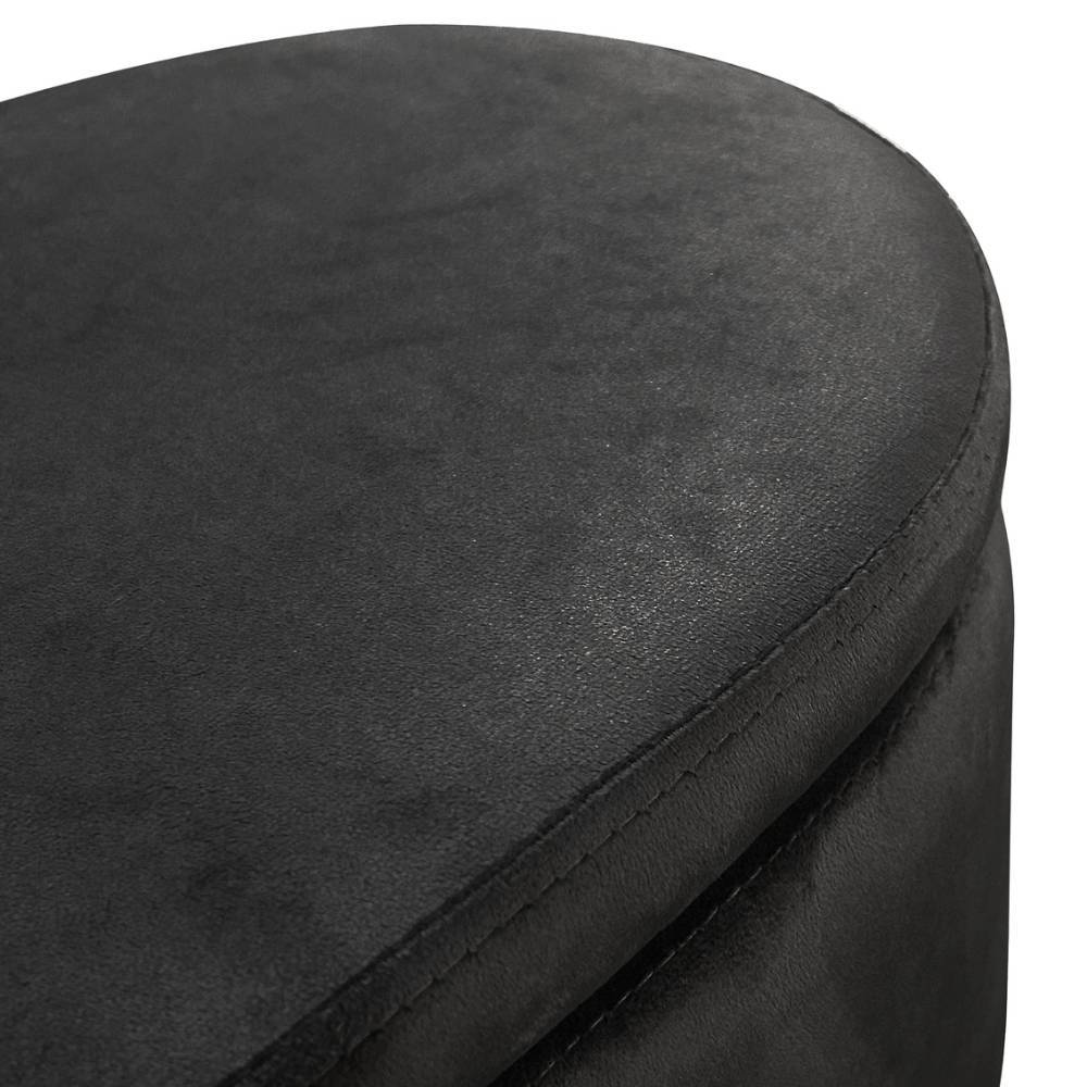 Weicher schwarzer Samtstoff des ovalen Bettbank-Deckels mit feiner Textur – Living