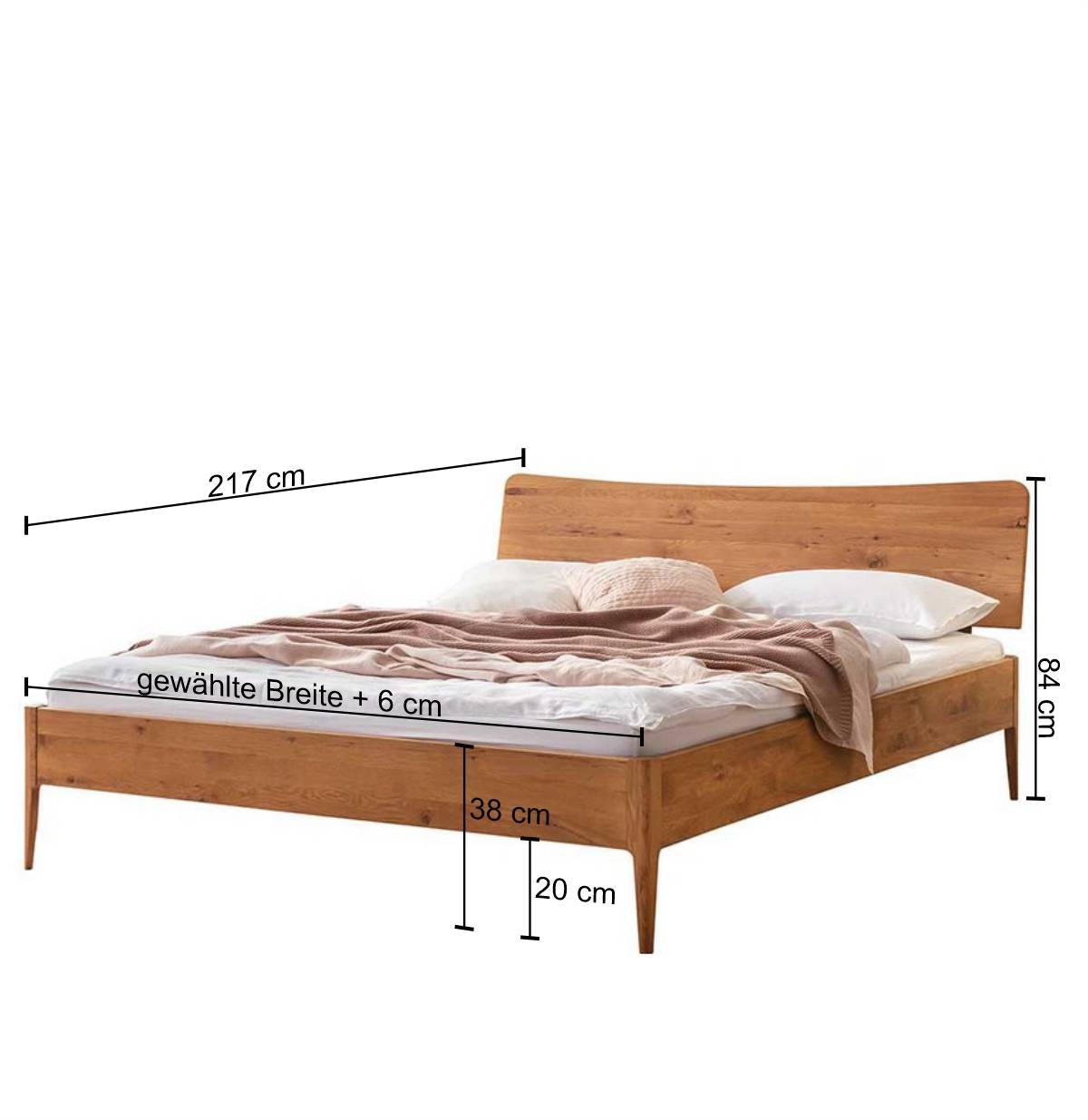 Wildeiche Bett in 160x200 oder 180x200 - Piceon