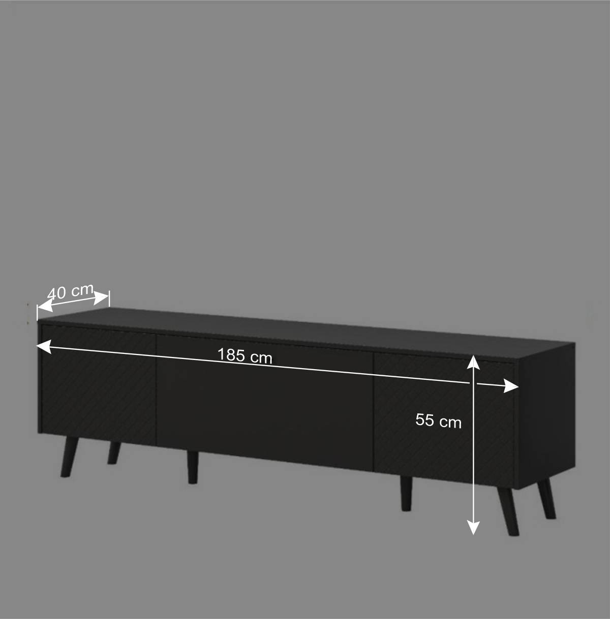 Modernes TV-Lowboard in Mattgrau - Adrionata