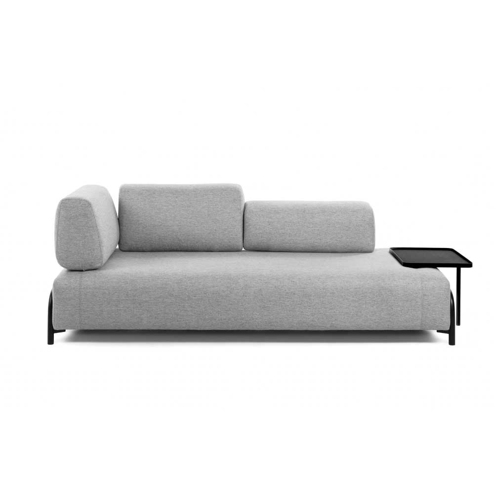 Hellgraue Couch mit Anstecktisch - Fridola