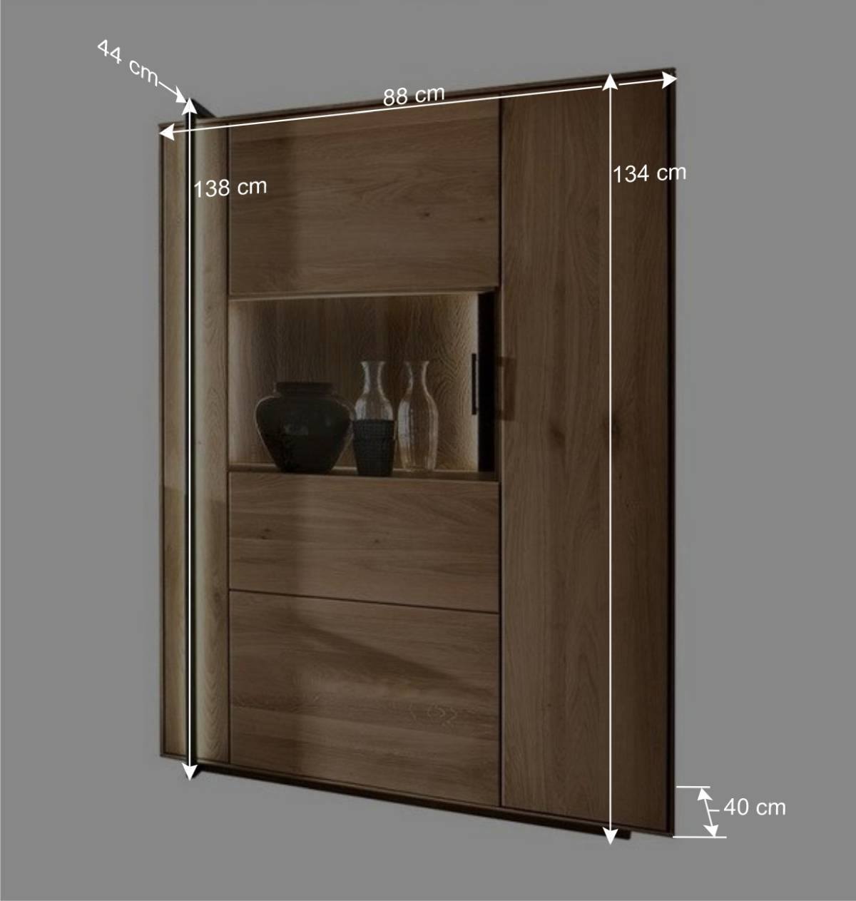 Wohnzimmer Schrank aus Asteiche & Glas - Clenza I