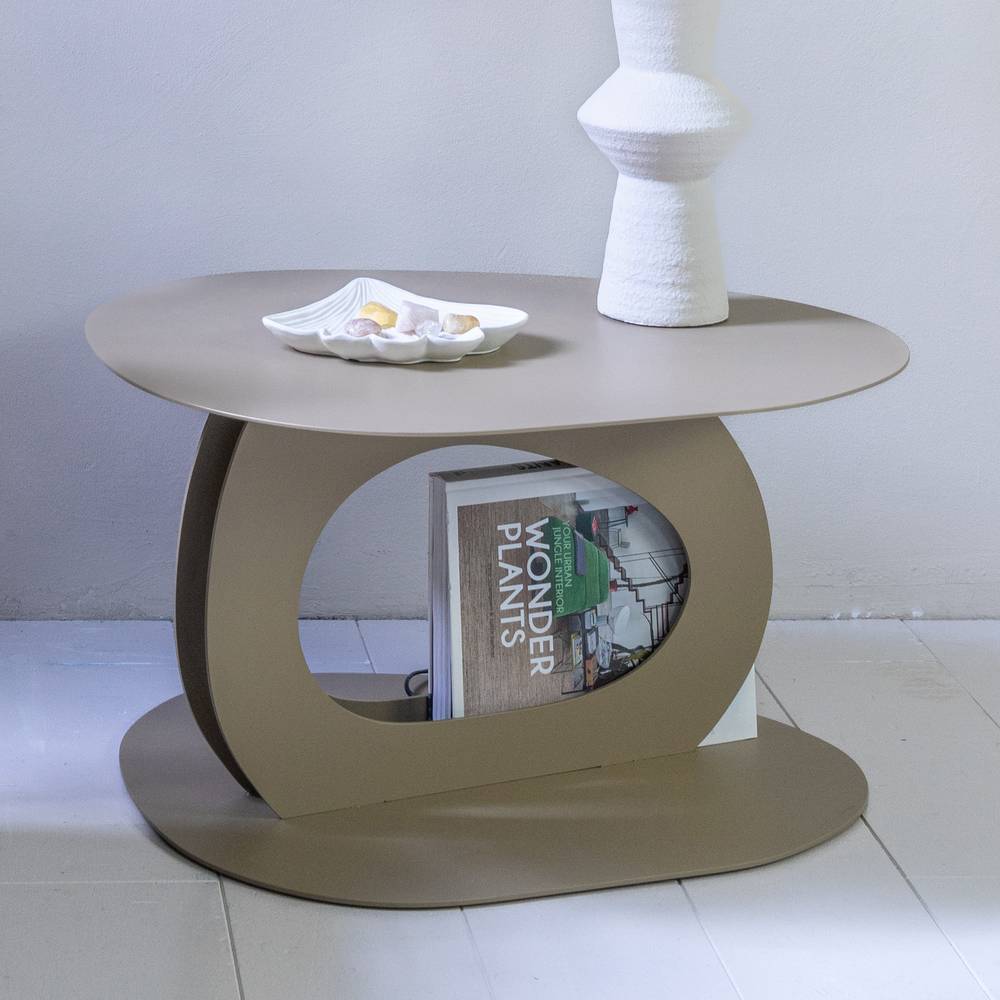 Design Couchtisch in Champagner pulverbeschichtet - Rapinus