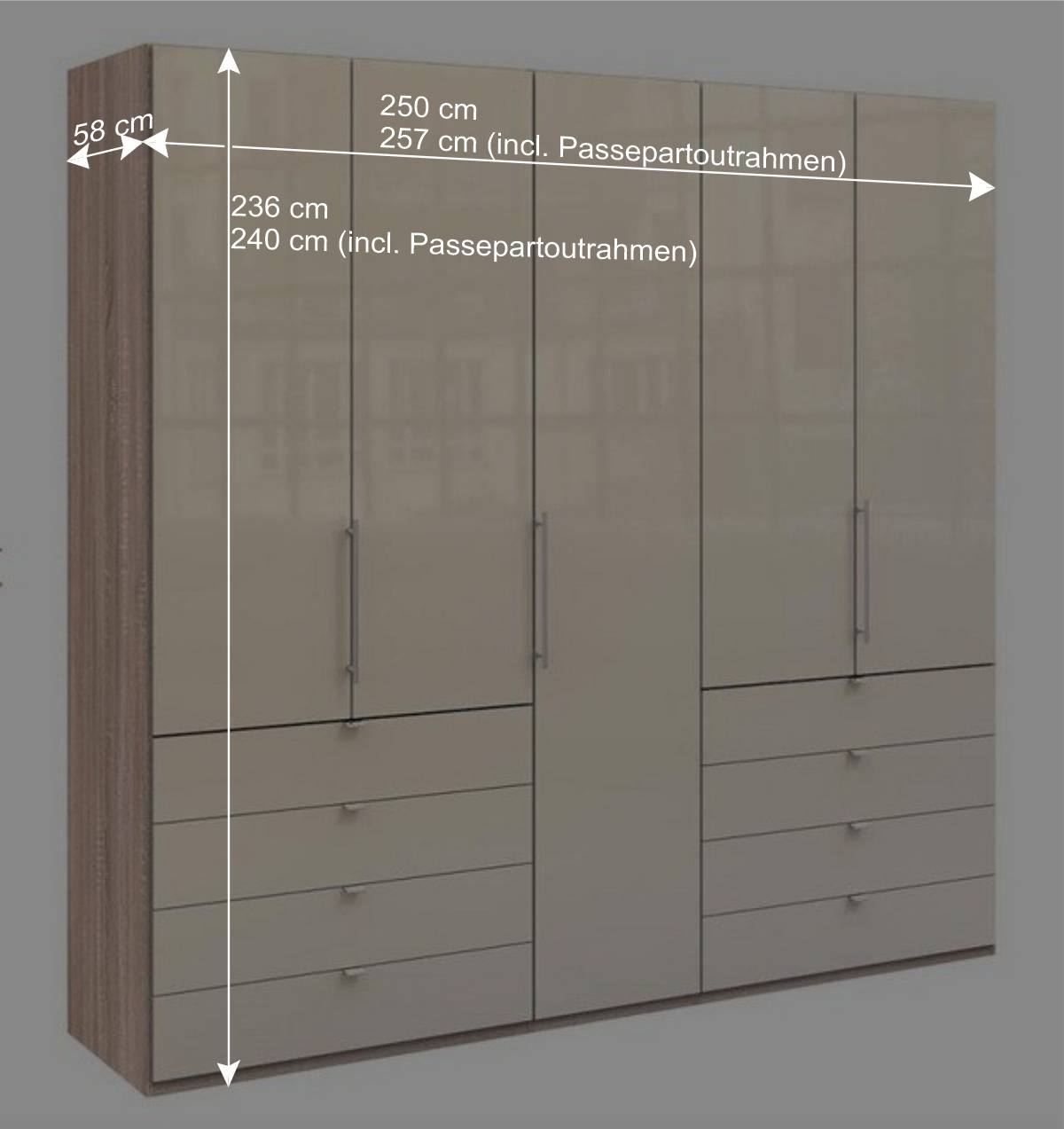 Kombi-Schlafzimmerschrank in Cremefarben - Rativian
