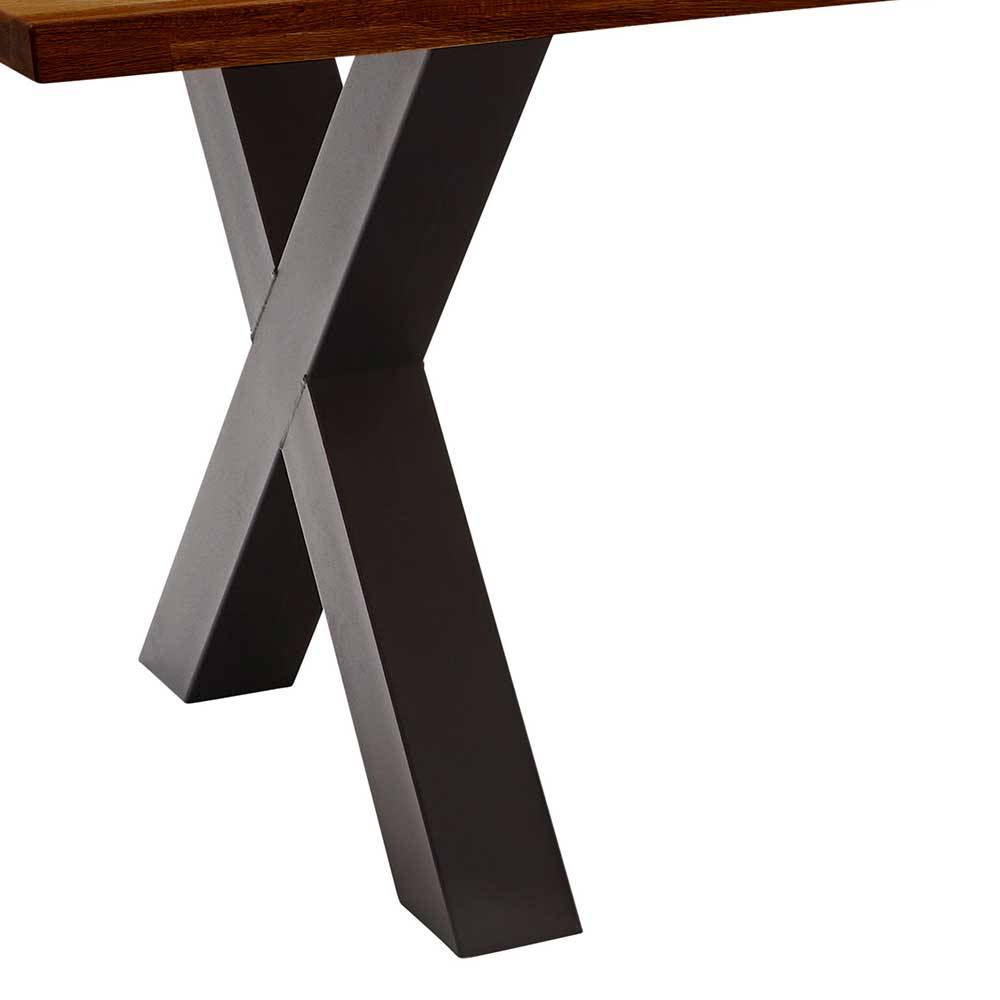 Tisch mit Baumkante Platte in Braun - Oxeda