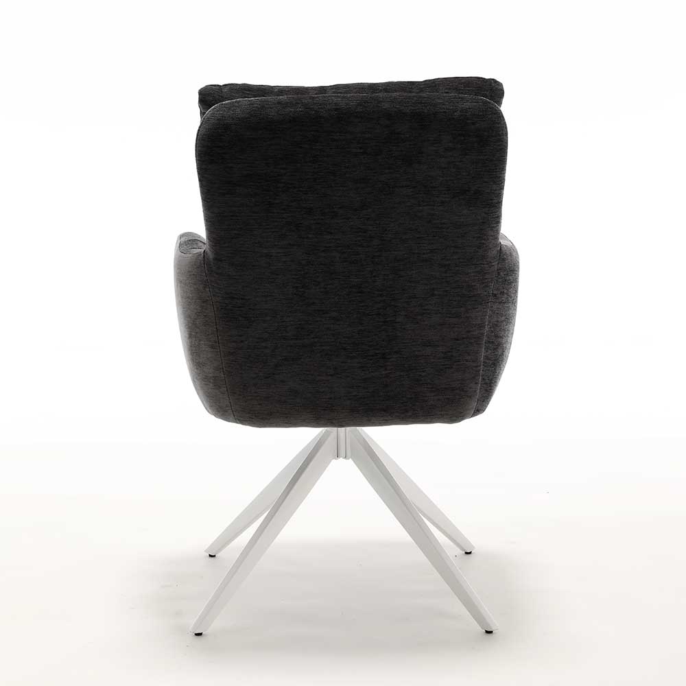 Esszimmerstuhl in Anthrazit Chenille - Contarac (2er Set)