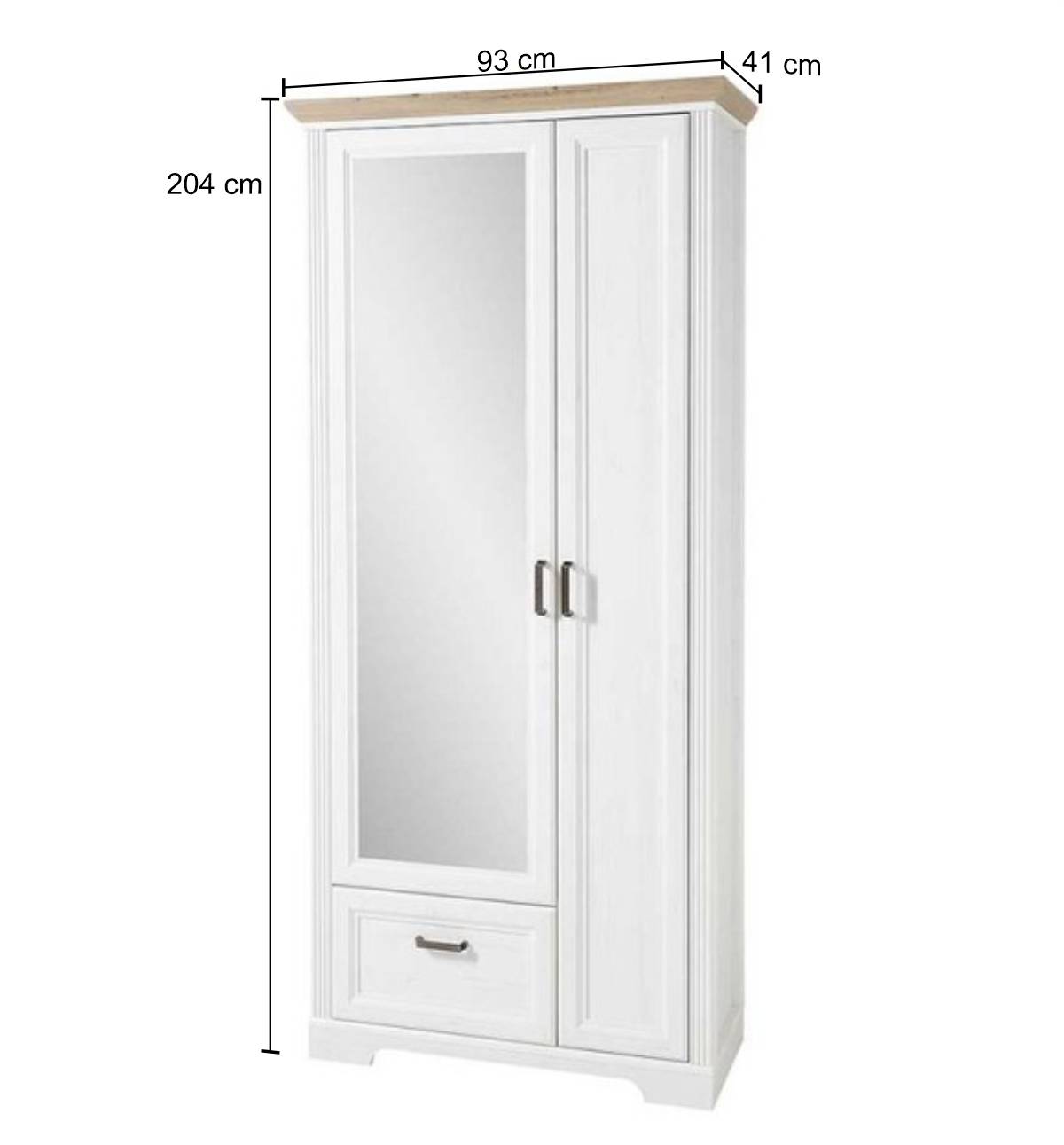 93x204x41 Dielenschrank mit Spiegel - Nurelcas