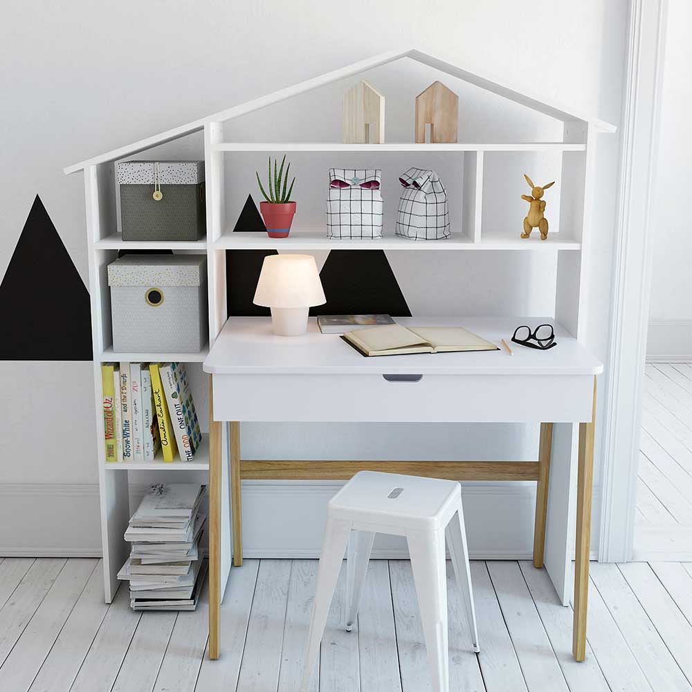 Schreibtisch mit Regal im Hausdesign - Mounty (zweiteilig)