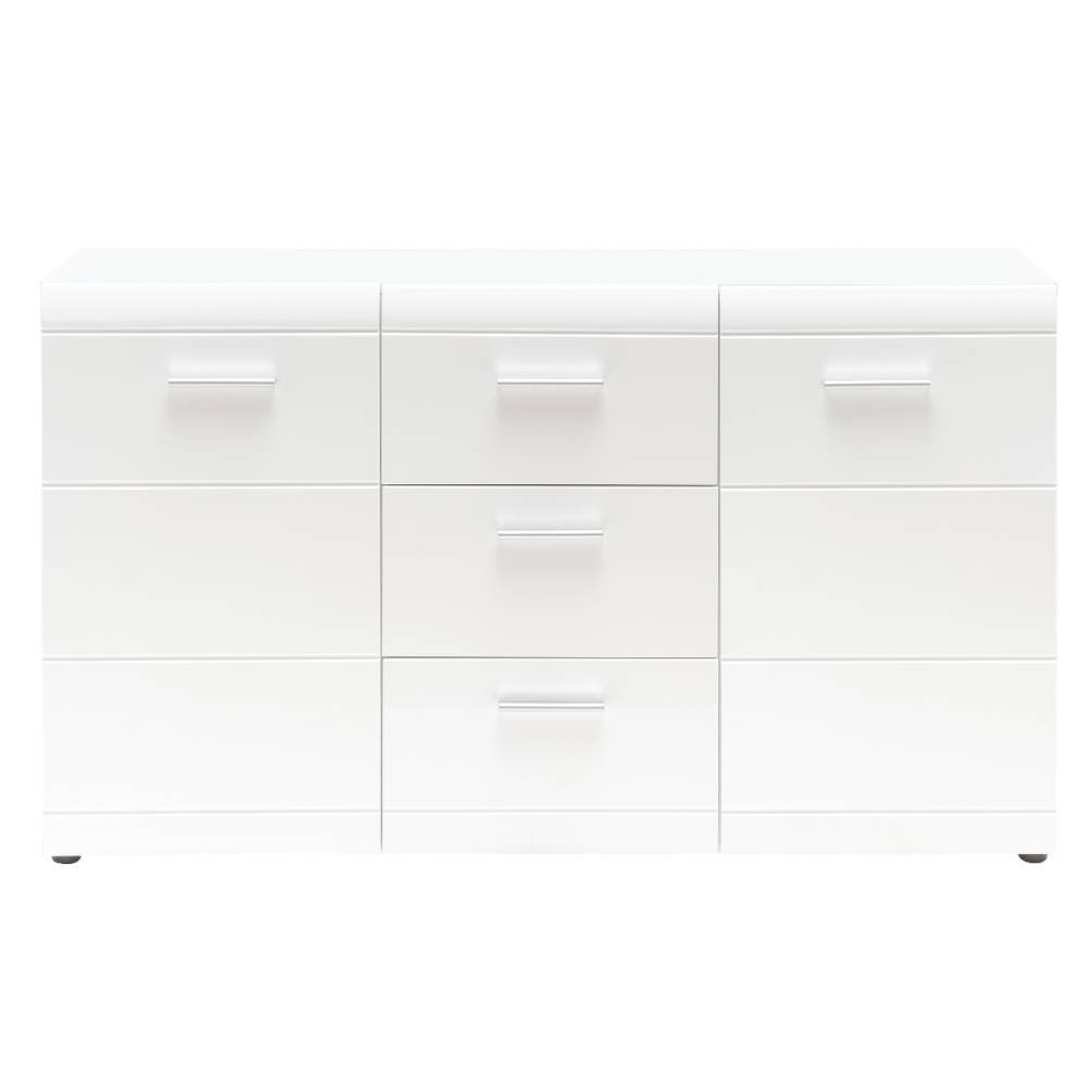Kompaktes Sideboard in Hochglanz Weiß - Tiondon