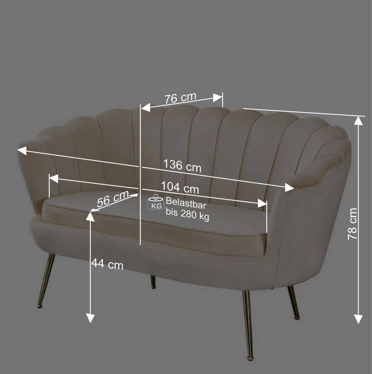 Muschel Design Sofa in Grün & Gold - Pirivanus