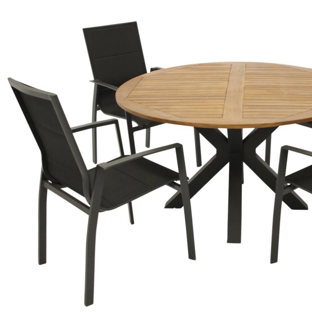 Garten Essgruppe mit rundem Tisch - Jily (fünfteilig)