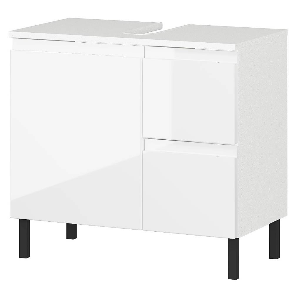60 cm Waschbeckenschrank in Weiß Hochglanz - Loeesa